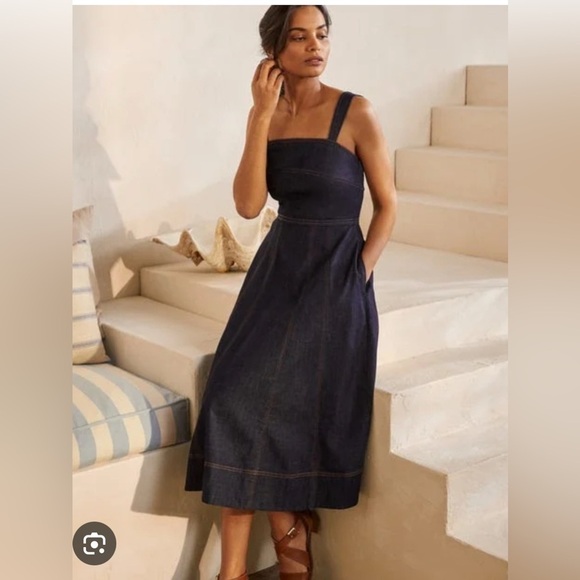 Boden Virginie midi a-line dark denim dress size 8P - Picture 5 of 11